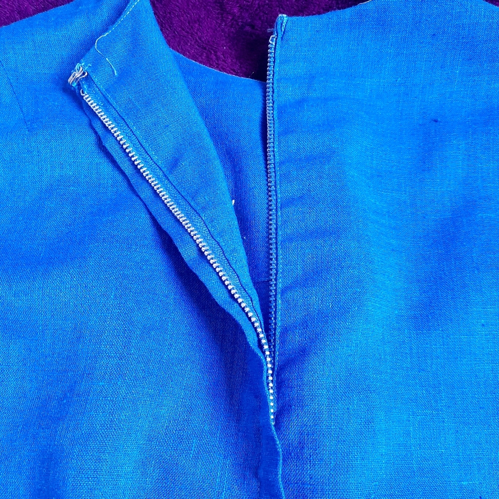 Vintage Mr. Mort Size 12 Blue Sleeveless Midi Dress - Picture 4 of 11